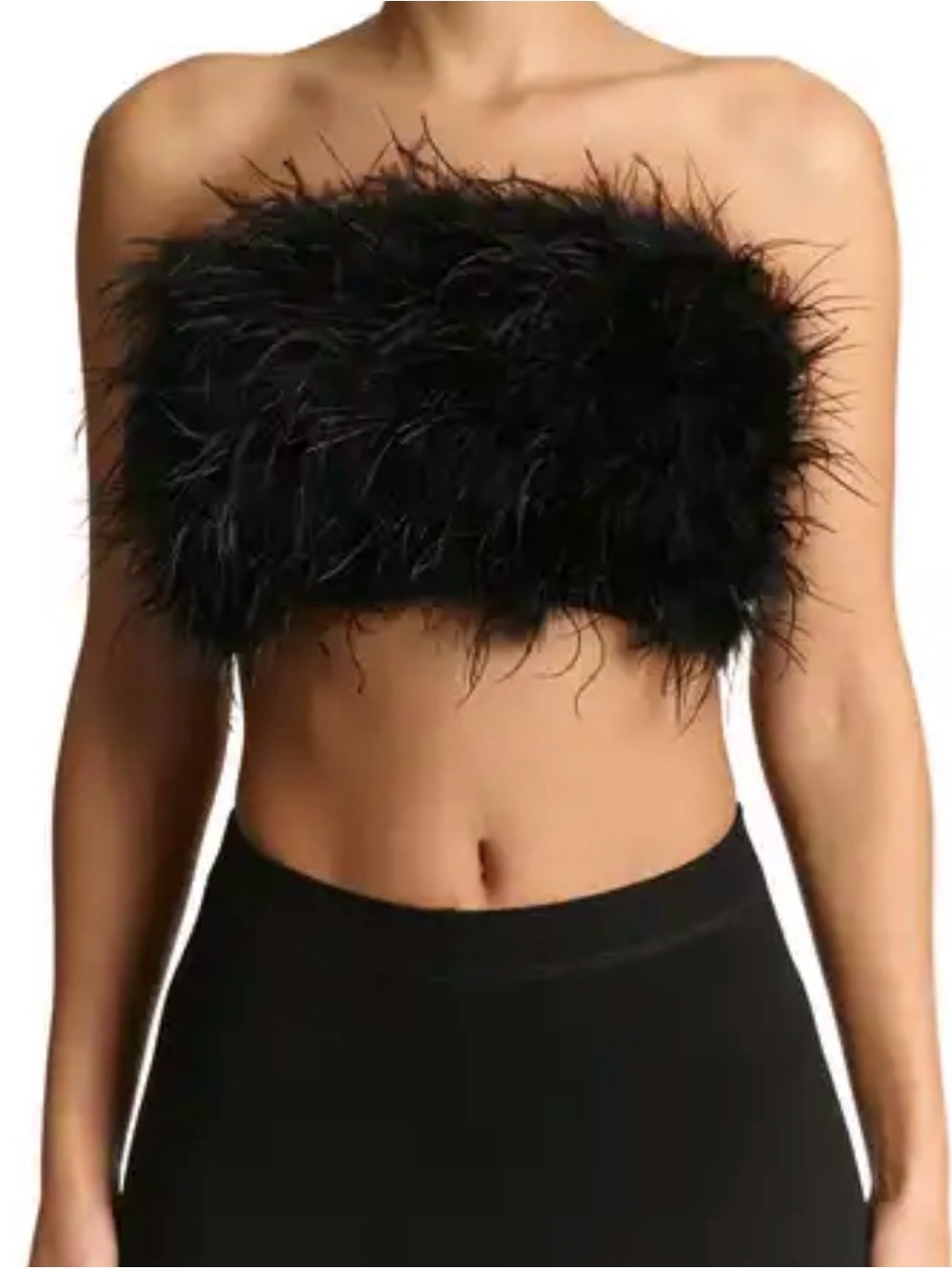 Altar'd State Black Feathered Strapless Top